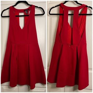 Med low v neck line skater dress (red)